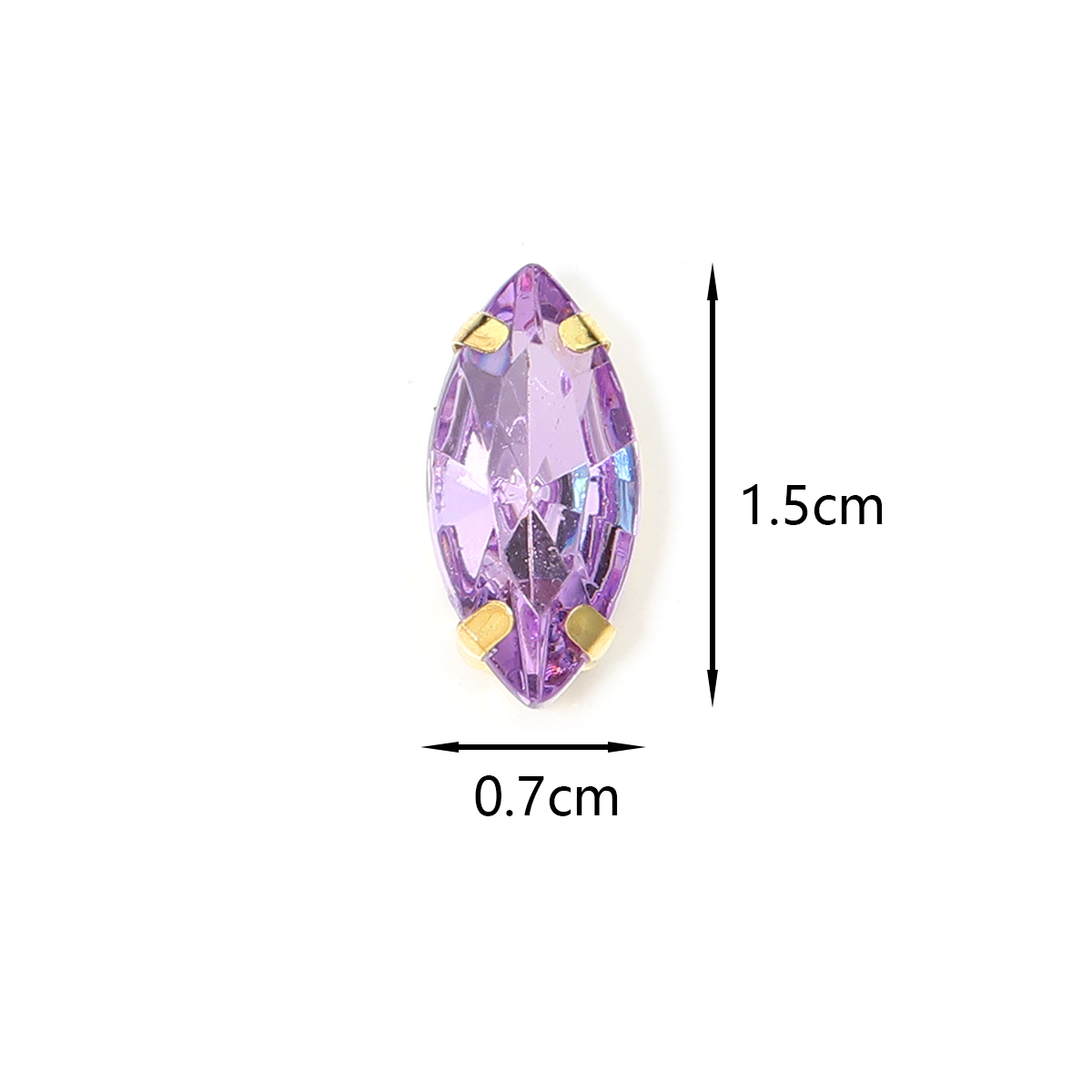 Sew On Rhinestone - 50個入り 馬の目型 ステンレス製 クローラインストーン 4穴 クロー