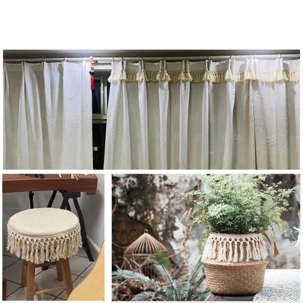 Tassel Fringe Trim - 1ヤード11cm幅のタッセルトリムリボン、コットン素材、ボヘミアンスタイル、マクラメタッセルリボン、編み込みフリンジ、ボヘミアンタッセルリボン