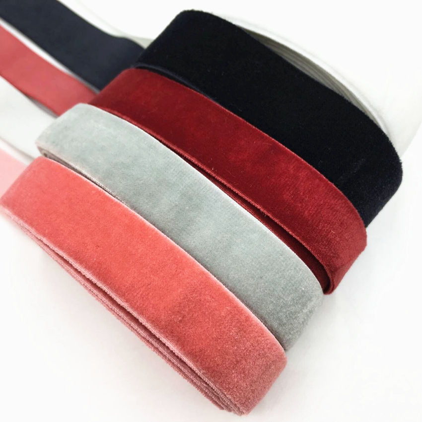 Velvet Ribbon Roll - 15ミリメートル5ヤードのベルベットの弾性バンド髪ちょう結びアクセサリーdiyホームデコレーションウェディングパーティーギフト包装