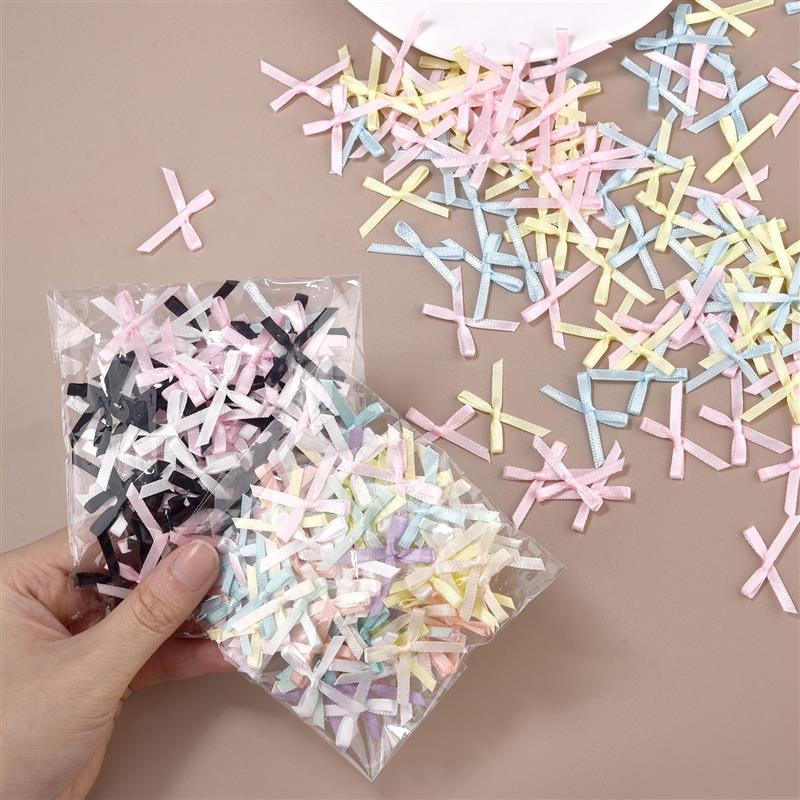 Christmas Craft Embellishment - 100 個 3 ミリメートルリボンミニサテンリボン花蝶ネクタイクリスマスちょう結び DIY クラフトスクラップブッキング装飾アクセサリー