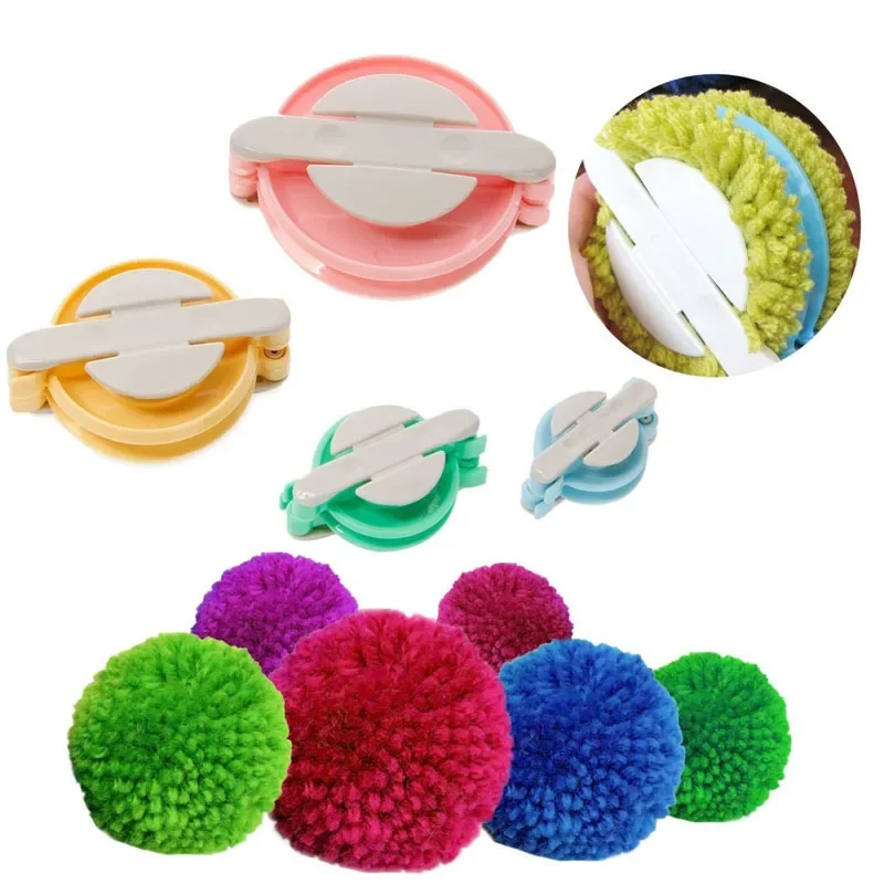 Pom Pom Maker Tool - 4サイズウールボールメーカーニットツール毛糸ポンポンウールプラッシュボールセットふわふわボールウィーバーウールボールポンポンボールウィーバーツール
