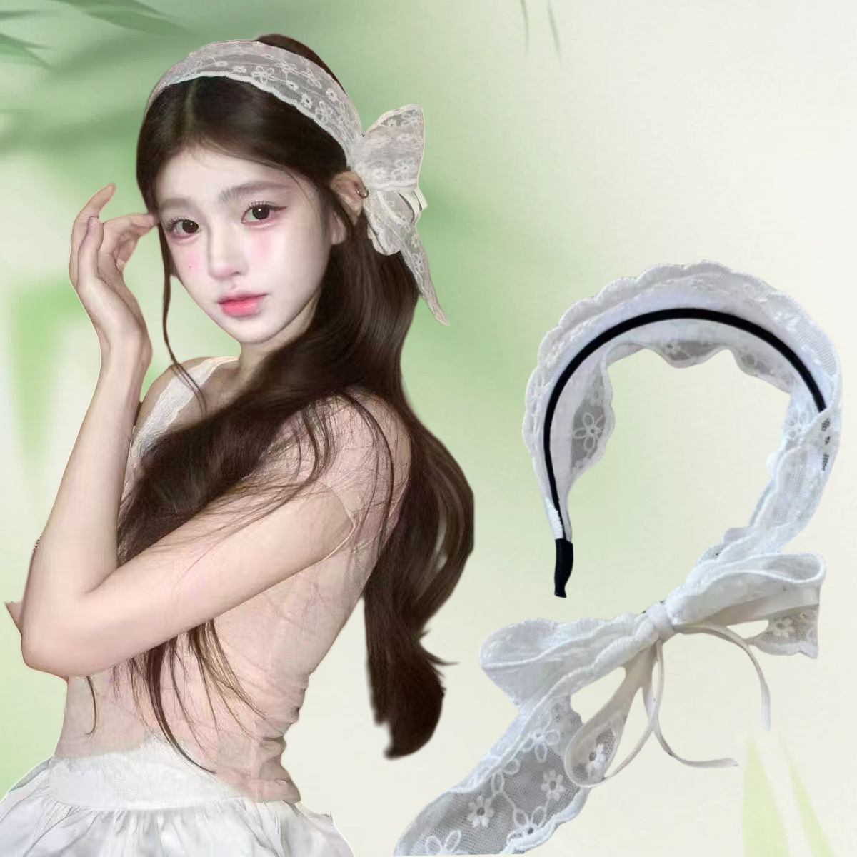 Lace Ribbon Trim - 新しいヴィンテージ牧歌的なレースのヘアバンド白いレースの弓ラップ甘いヘッドバンドエレガントな刺繍リボンヘッドバンドウェディングアクセサリー