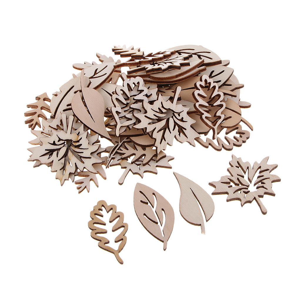 Christmas Craft Embellishment - DIYクラフト、木製の葉の形、結婚式、クリスマスの装飾のための木製の葉の装飾、50個