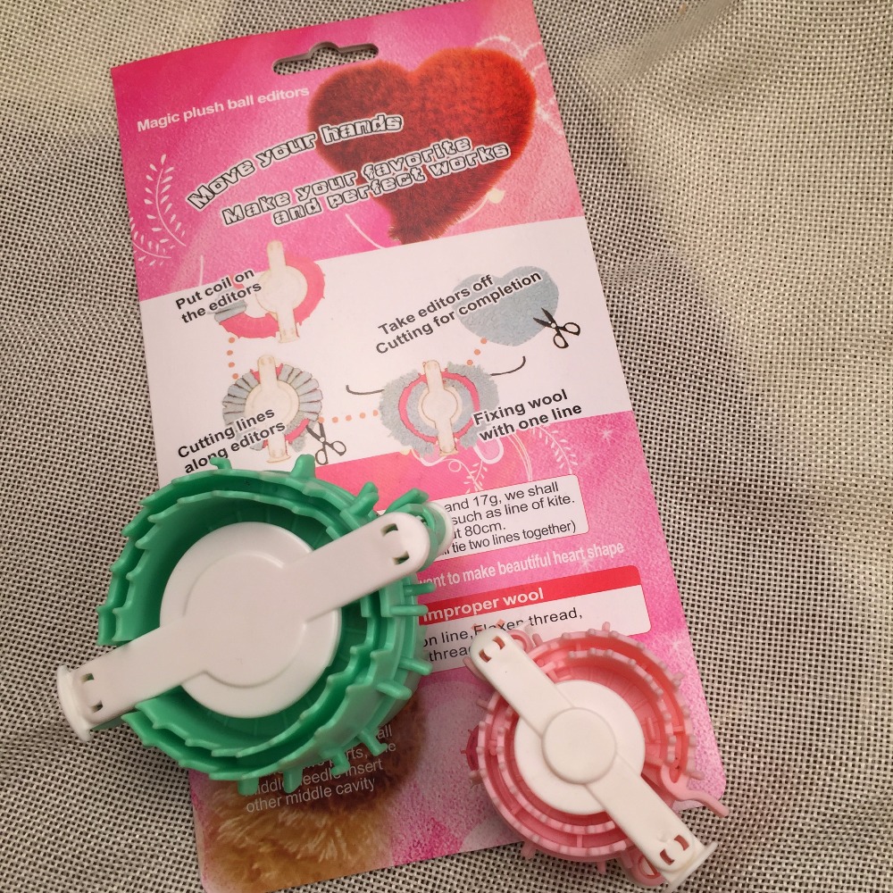 Pom Pom Maker Tool - ポンポンとハート型のボールを作るためのアクセサリー,クラフトツール,2つのサイズ,50mm,70mm,縫製用編み物ツール,送料無料