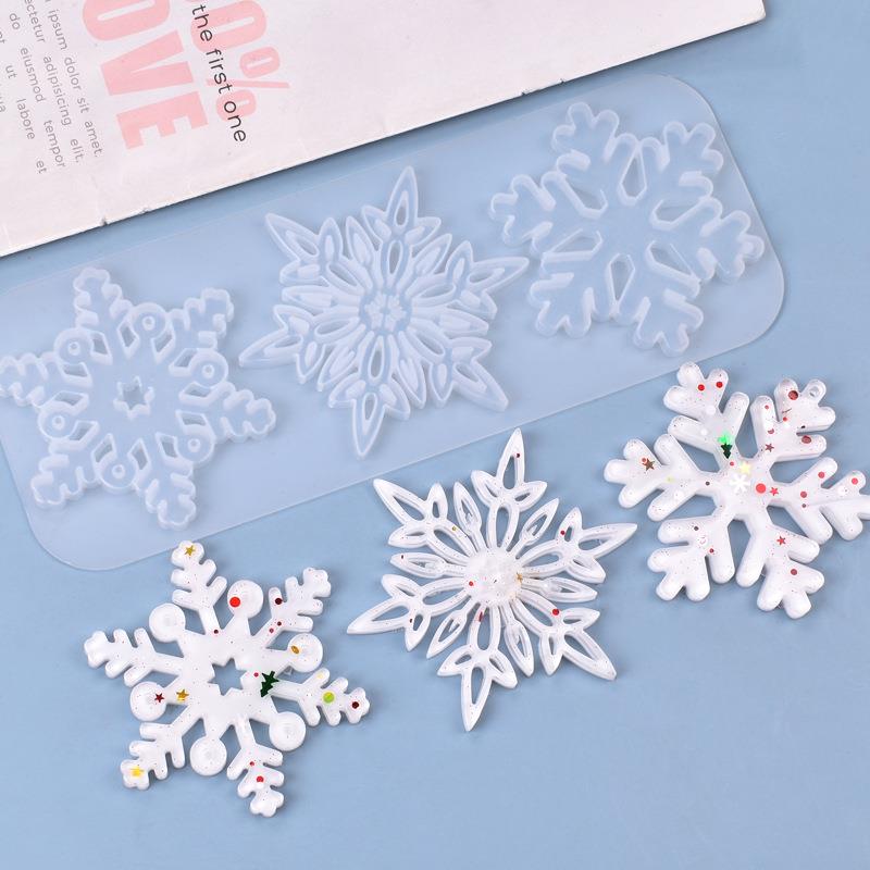 Christmas Craft Embellishment - クリスマス中空スノーフレーク飾りシリコーン型ソフトクリアモールド樹脂クラフト冬の装飾 DIY ペンダントジュエリーメイキング