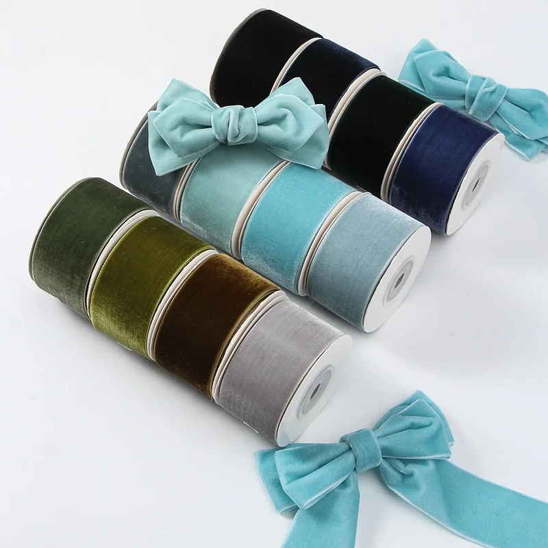 Velvet Ribbon Roll - クラシックな片面ベルベットリボン,衣類縫製用品,日曜大工のヘアボウ,帽子の装飾,クラフトアクセサリー,5ヤード,6mm-38mm