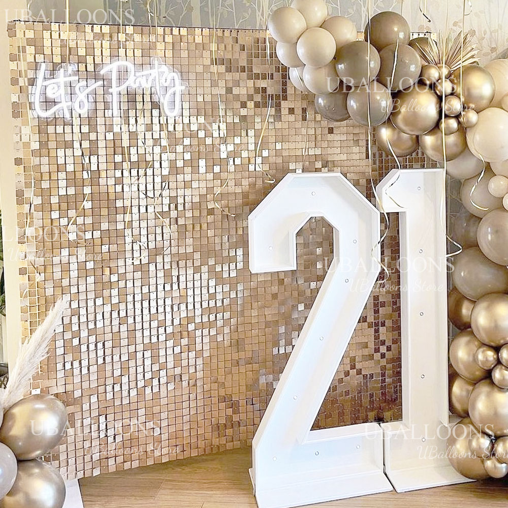 Sequin Fabric Panel - マットベージュゴールドシマーシークインパネル24/18/12枚入りメタリックシャンパンゴールドウォールバックドロップパネル、結婚式誕生日パーティーデコレーション用