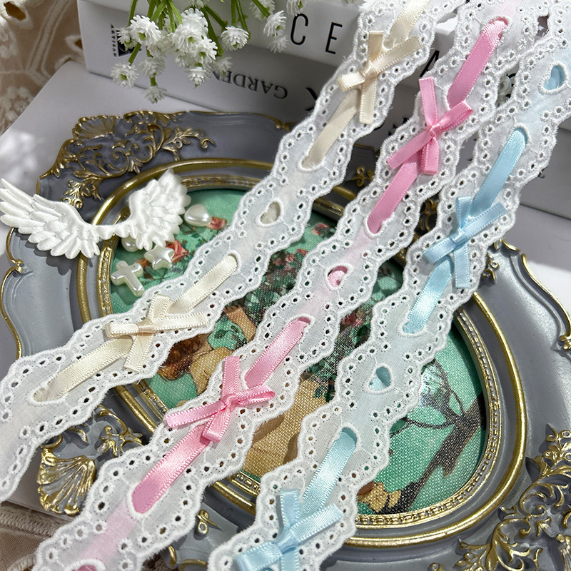 Lace Ribbon Trim - ロリータ-プリーツレーストリム,リボン,ベビー服,スカート,裾,衣類,手作り素材,幅3cm, 1ヤード