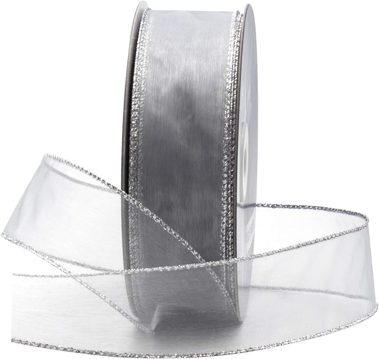 Organza Ribbon Spool - オーガンザワイヤー入りシアーリボン、花飾りや工芸装飾用、50ヤードロール（150フィートスプール）