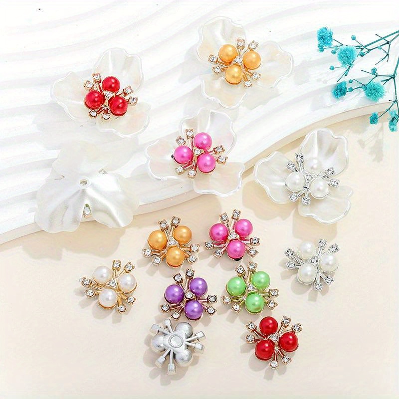 Sew On Rhinestone - 50個入り ジュエリーDIYラインストーン クリスタルパールボタン 衣類用縫い付けラインストーン 裁縫アクセサリー