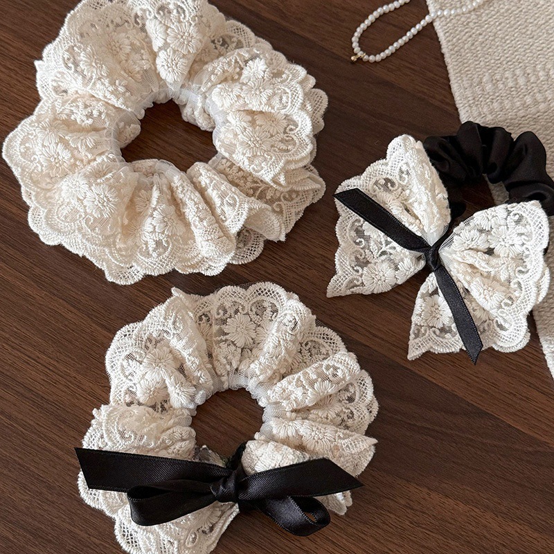 Lace Ribbon Trim - フレンチレトロ二重層リボンレース大腸ヘッドバンド新しいヘアネクタイヘッドバンドロープ花ヘアアクセサリー