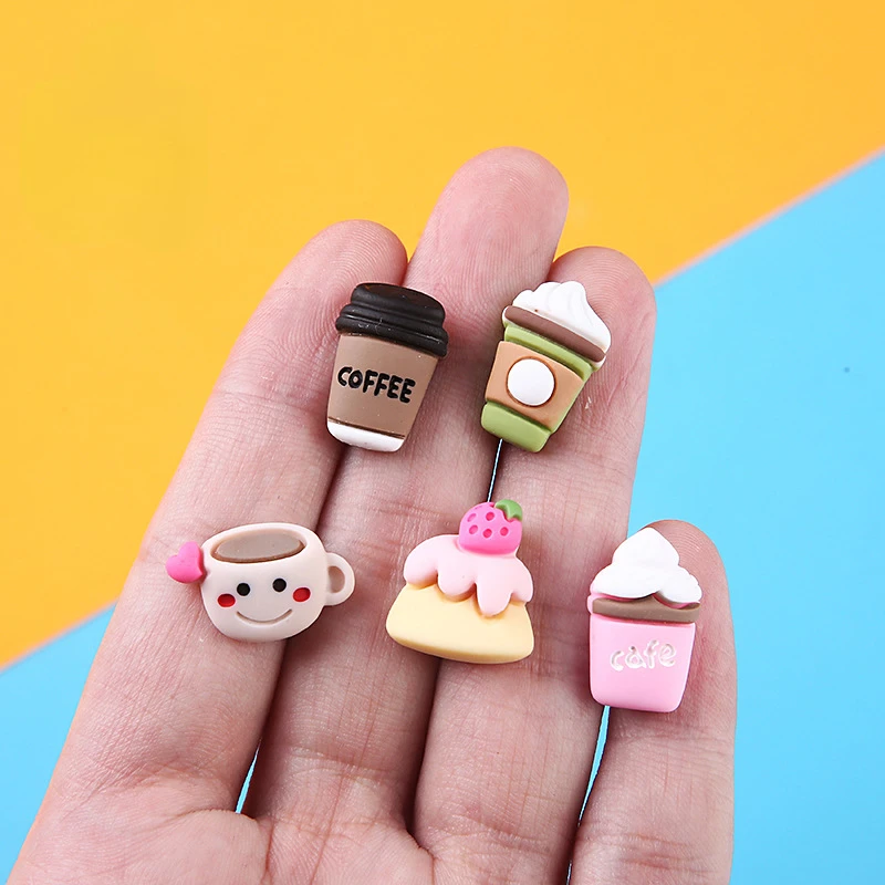 Christmas Craft Embellishment - 10個入り カートゥーン カワイイ レジン製 コーヒー DIYアクセサリー