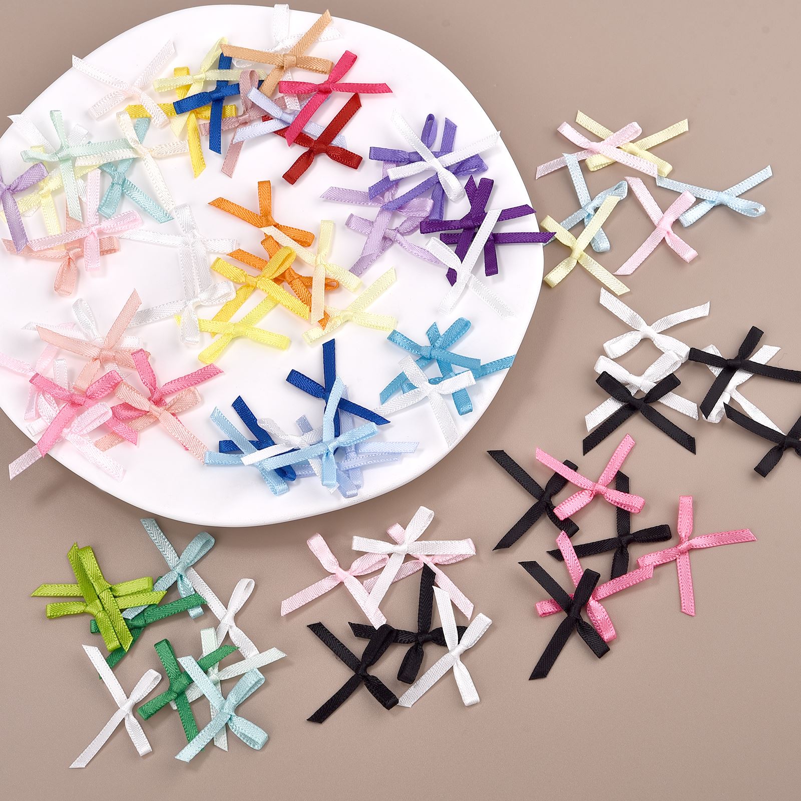 Christmas Craft Embellishment - 100 個 3 ミリメートルリボンミニサテンリボン花蝶ネクタイ DIY クラフトスクラップブッキング装飾アクセサリークリスマス装飾
