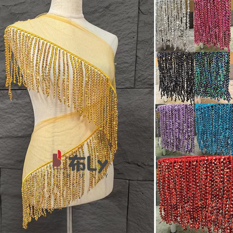 Tassel Fringe Trim - 15cmビーズスパンコールタッセルフリンジ、エスニック刺繍トリム、ステージ衣装のスカート装飾＆ファッションデザイナーアクセサリー用