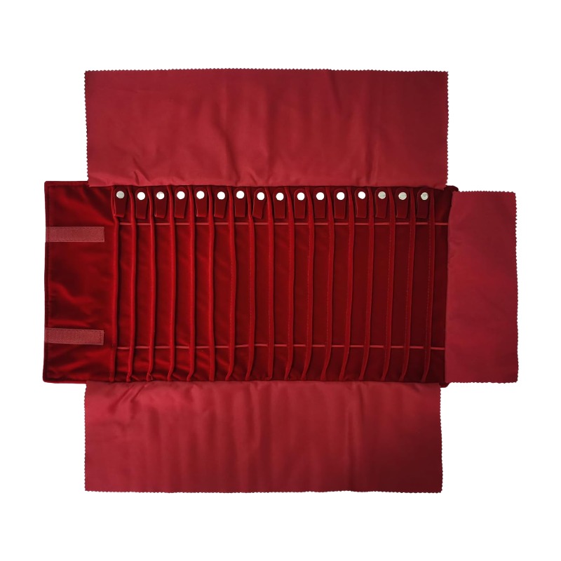 Velvet Ribbon Roll - トラベルジュエリーオーガナイザーケース 折りたたみ式ジュエリーロール 旅行用ネックレス収納バッグ