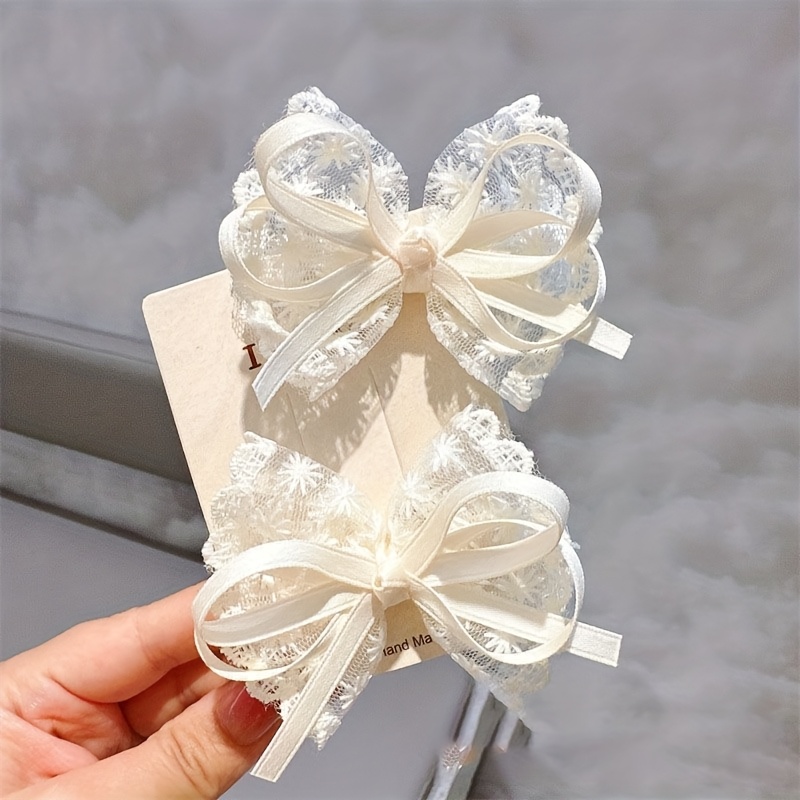 2 個エレガントなレースの弓ヘアピン女性のファッション赤いリ - Lace Ribbon Trim のレビューと価格