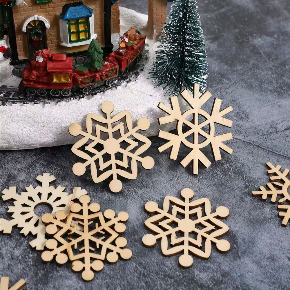 10 個クリスマスツリーデコレーション DIY 各種木製スノ - Christmas Craft Embellishment のレビューと価格