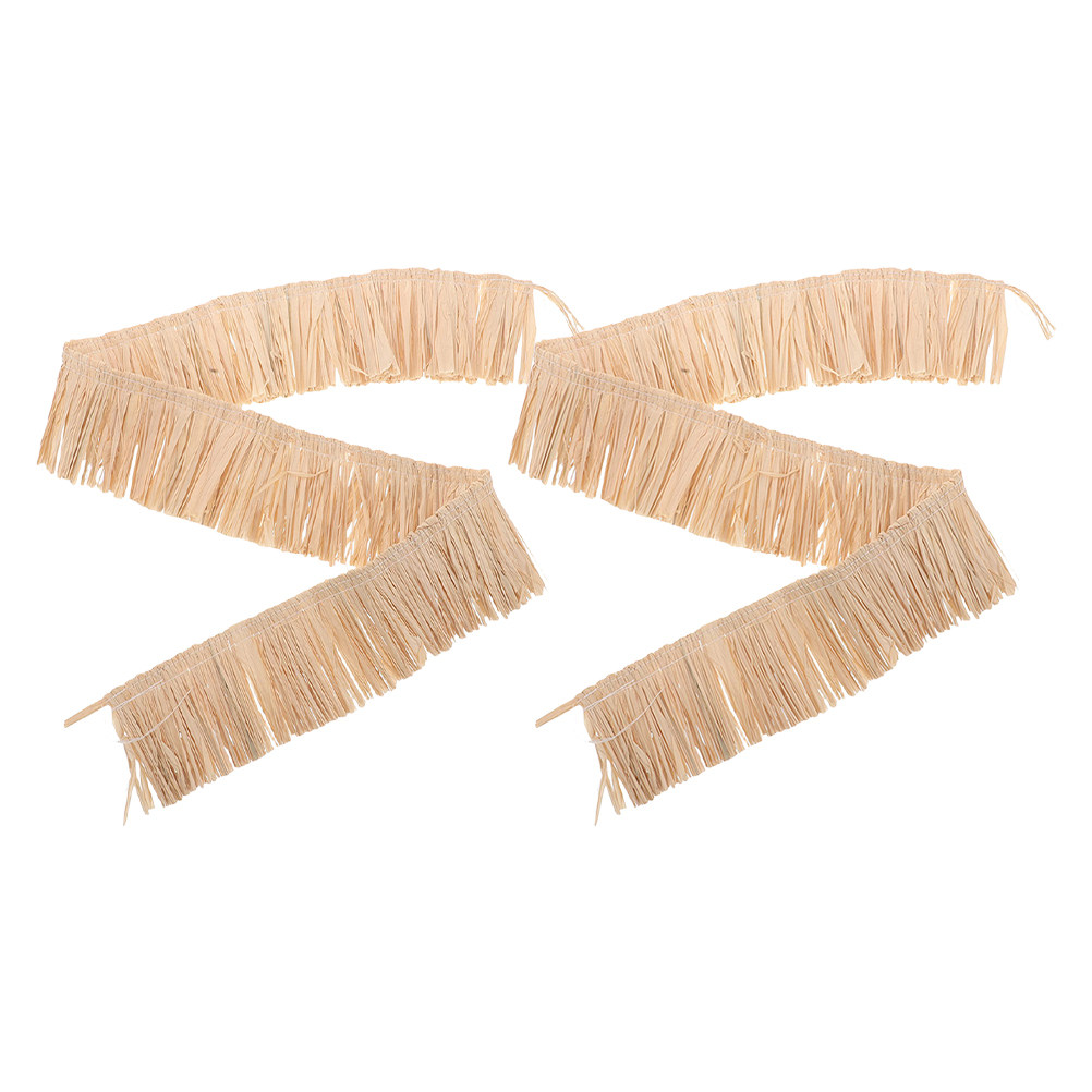 2 個ラフィアフリンジトリム織り天然わらタッセル DIY プ - Tassel Fringe Trim のレビューと価格