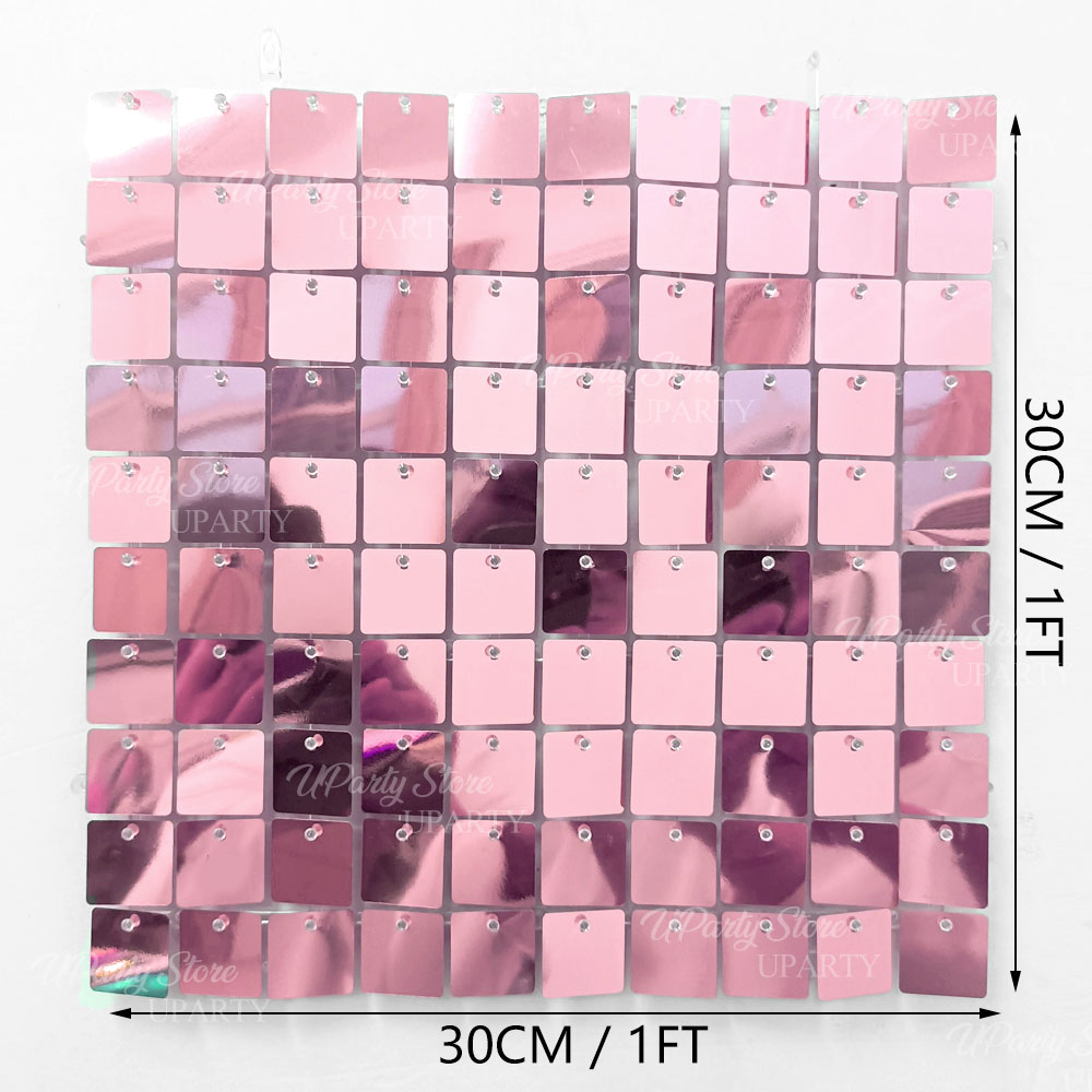 光沢のあるピンクの壁背景パネル 24-12枚 キラキラピンク - Sequin Fabric Panel のレビューと価格