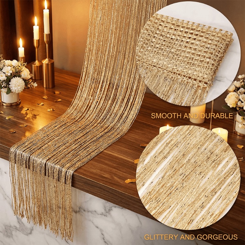 1PC ゴールドボヘミアンスタイルの輝くタッセル装飾カーテン - Sequin Fabric Panel のレビューと価格