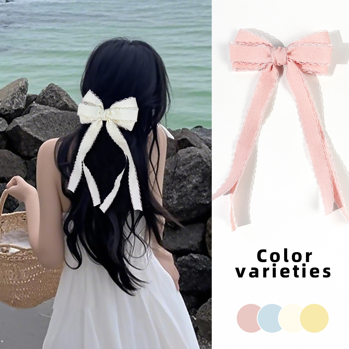 バルク20個入りロングタッセルヘアクリップ、キュートなリボン - Lace Ribbon Trim のレビューと価格