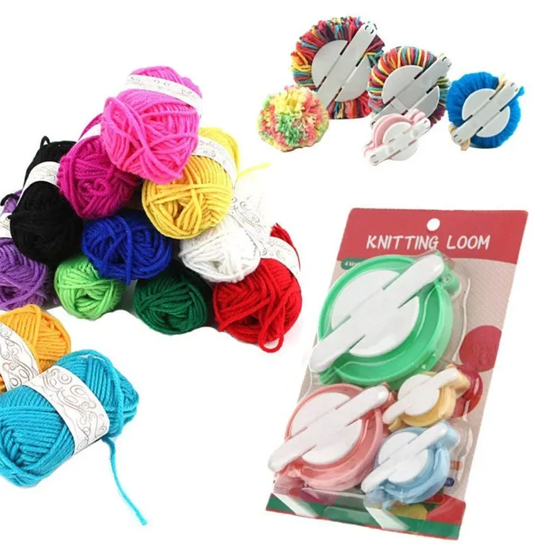4サイズウールボールメーカーニットツール毛糸ポンポンウールプ - Pom Pom Maker Tool のレビューと価格