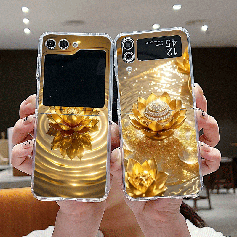 クリエイティブな金色の蓮の花模様のスマホケース、Samsun - Embroidery Embellishments のレビューと価格