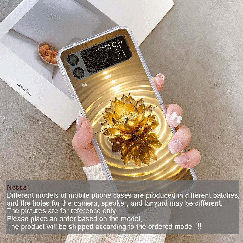 クリエイティブな金色の蓮の花模様のスマホケース、Samsun - Embroidery Embellishments のレビューと価格