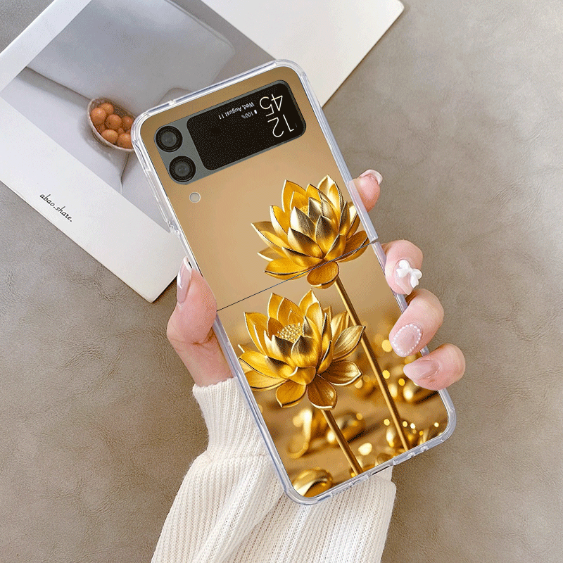 クリエイティブな金色の蓮の花模様のスマホケース、Samsun - Embroidery Embellishments のレビューと価格