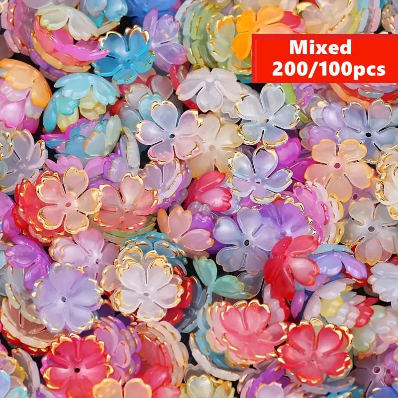 200/100個入り 15mm カラフルアクリルフラワービー - Embroidery Embellishments のレビューと価格