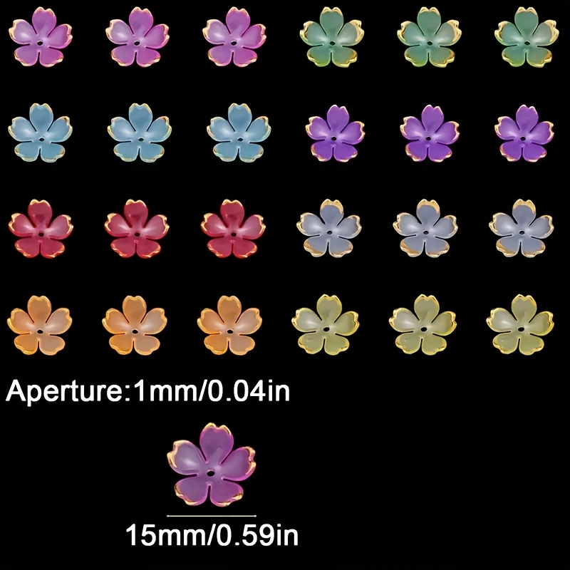 200/100個入り 15mm カラフルアクリルフラワービー - Embroidery Embellishments のレビューと価格
