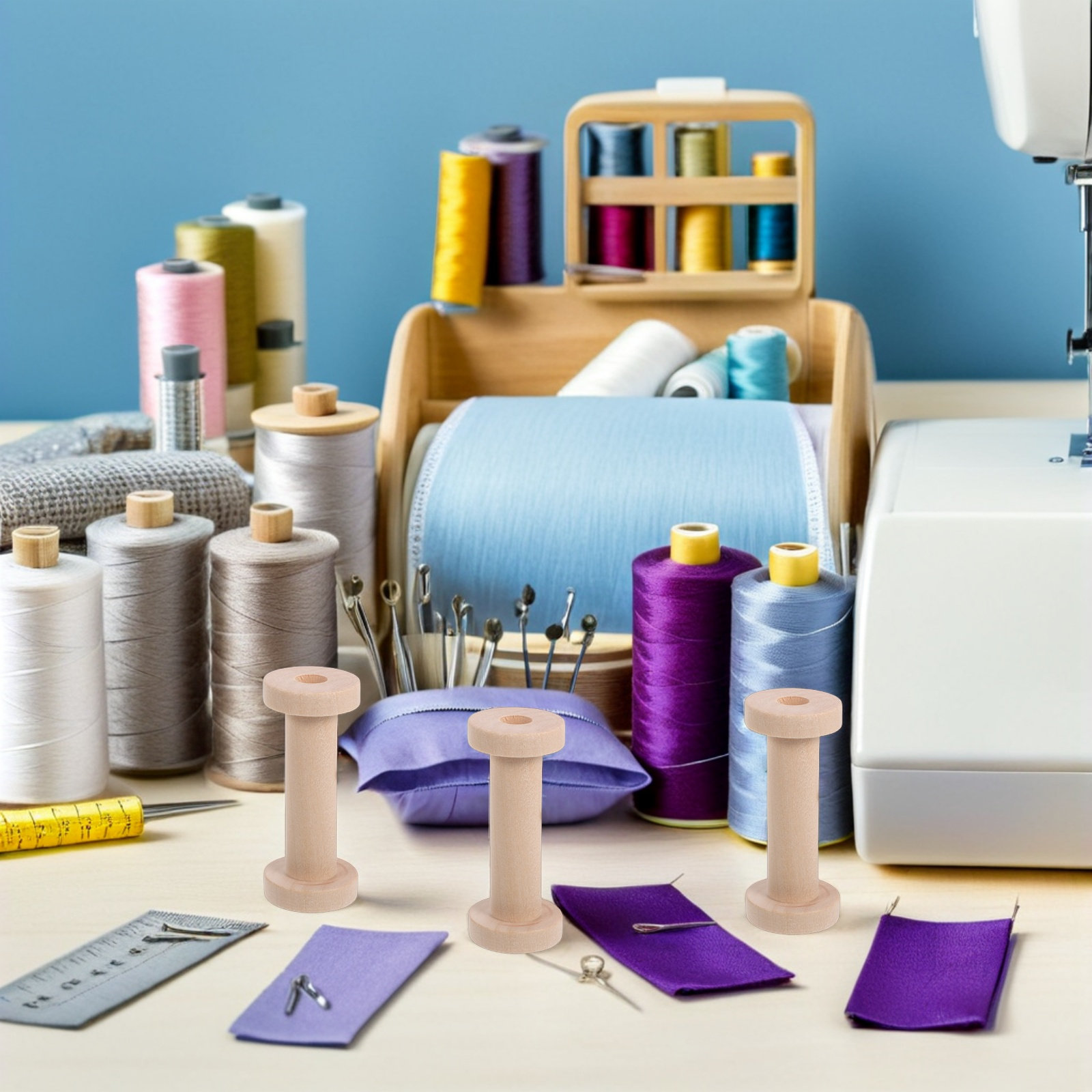 15個入り木製スプール 天然木糸ボビン ヴィンテージスタイル - Embroidery Craft のレビューと価格