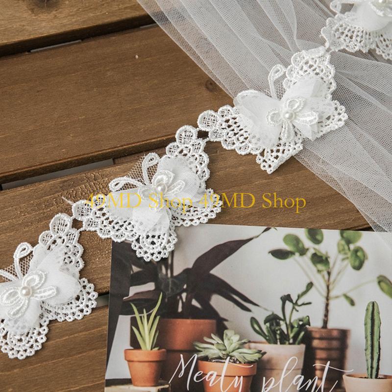49MD 1 ヤードちょう結び蝶刺繍レーストリムリボン模造パ - Lace Ribbon Trim のレビューと価格