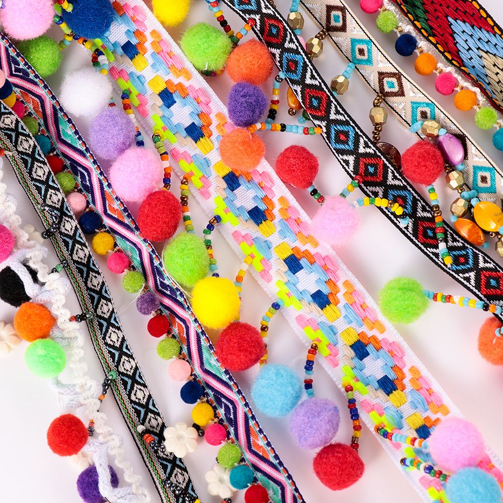 ボヘミアンタッセルレーストリボン、刺embroideredコ - Tassel Fringe Trim のレビューと価格