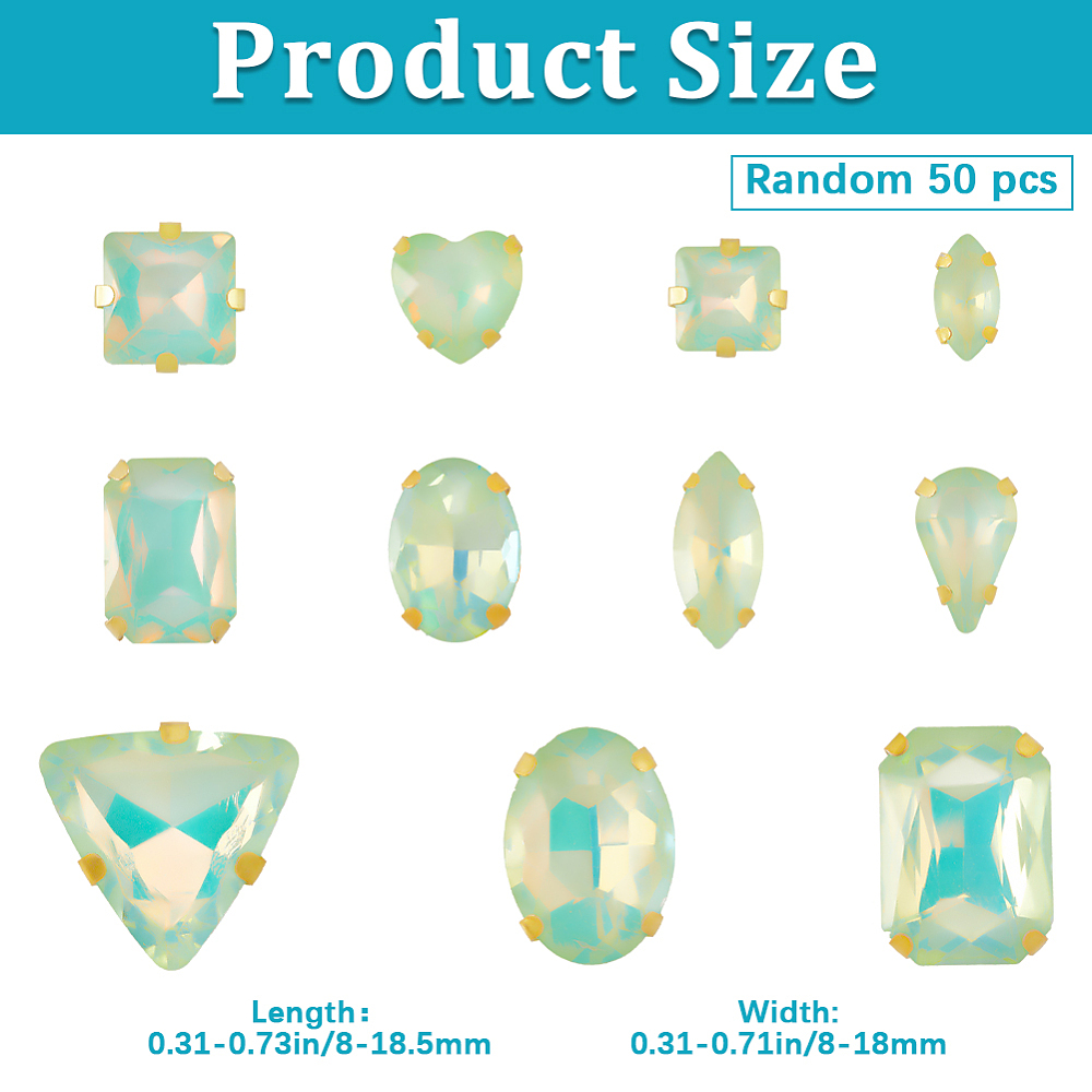 50個入り縫い付けラインストーン、混合形状ガラス製爪留めライ - Sew On Rhinestone のレビューと価格