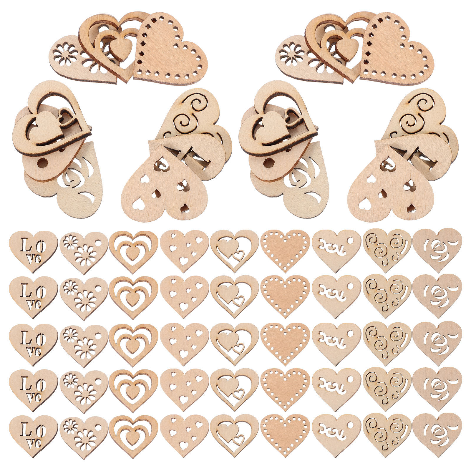1 セット木製ハートスライスハンギングハート木製装飾品 DI - Christmas Craft Embellishment のレビューと価格