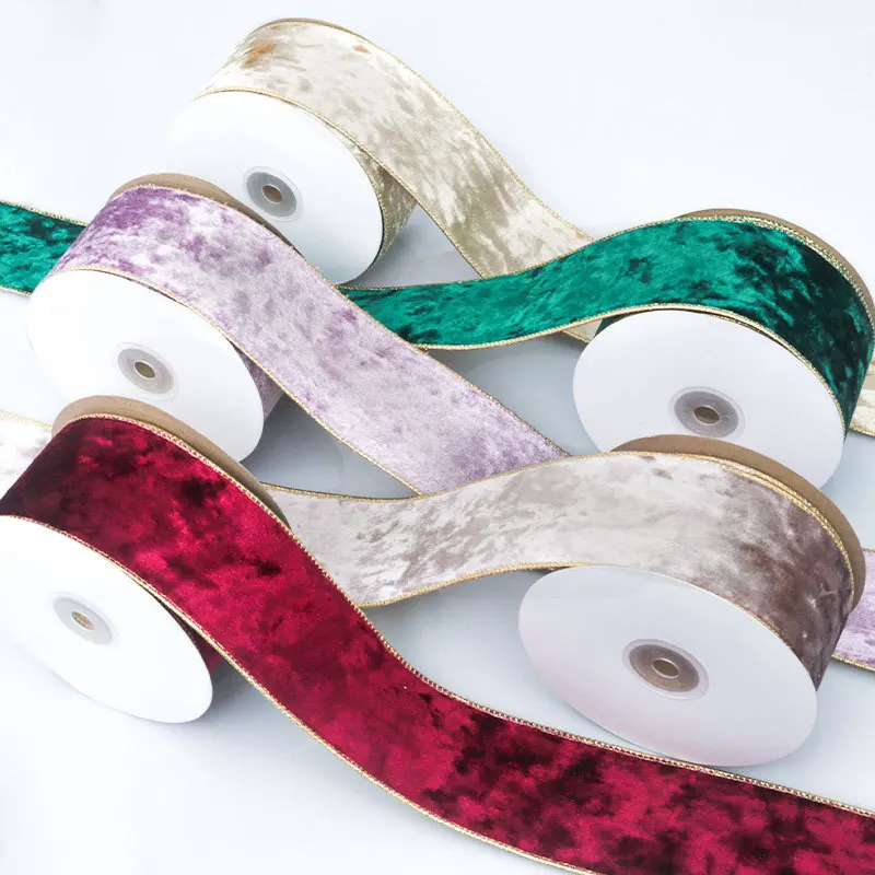 50 ミリメートル有線エッジ可逆ベルベットメタリックリボンク - Velvet Ribbon Roll のレビューと価格
