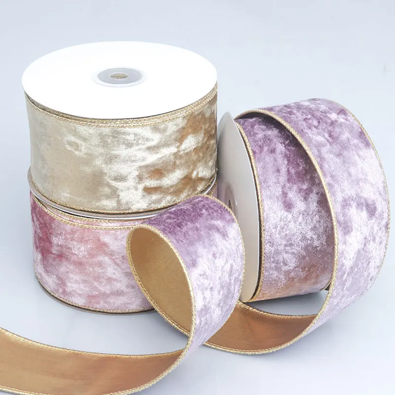 50 ミリメートル有線エッジ可逆ベルベットメタリックリボンク - Velvet Ribbon Roll のレビューと価格