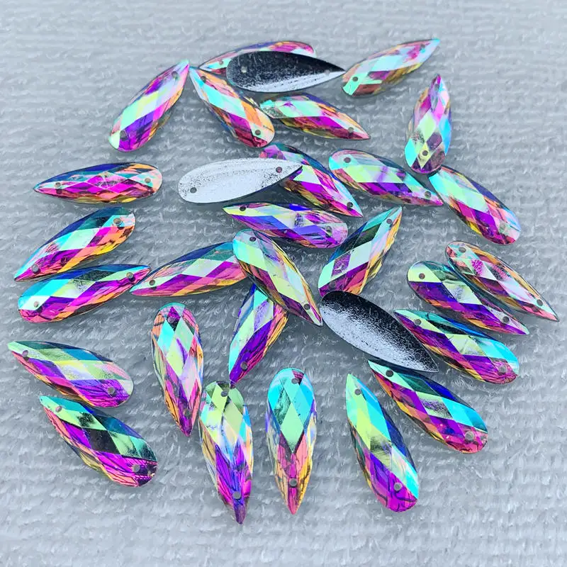 40個入り 8*22mm ソーイング用 ホワイトAB ドロッ - Sew On Rhinestone のレビューと価格