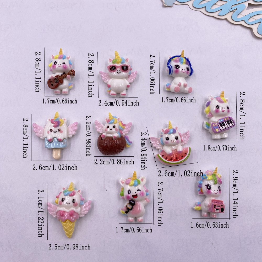 10 個樹脂カラフルな漫画レインボー音楽ユニコーンフラットバ - Christmas Craft Embellishment のレビューと価格