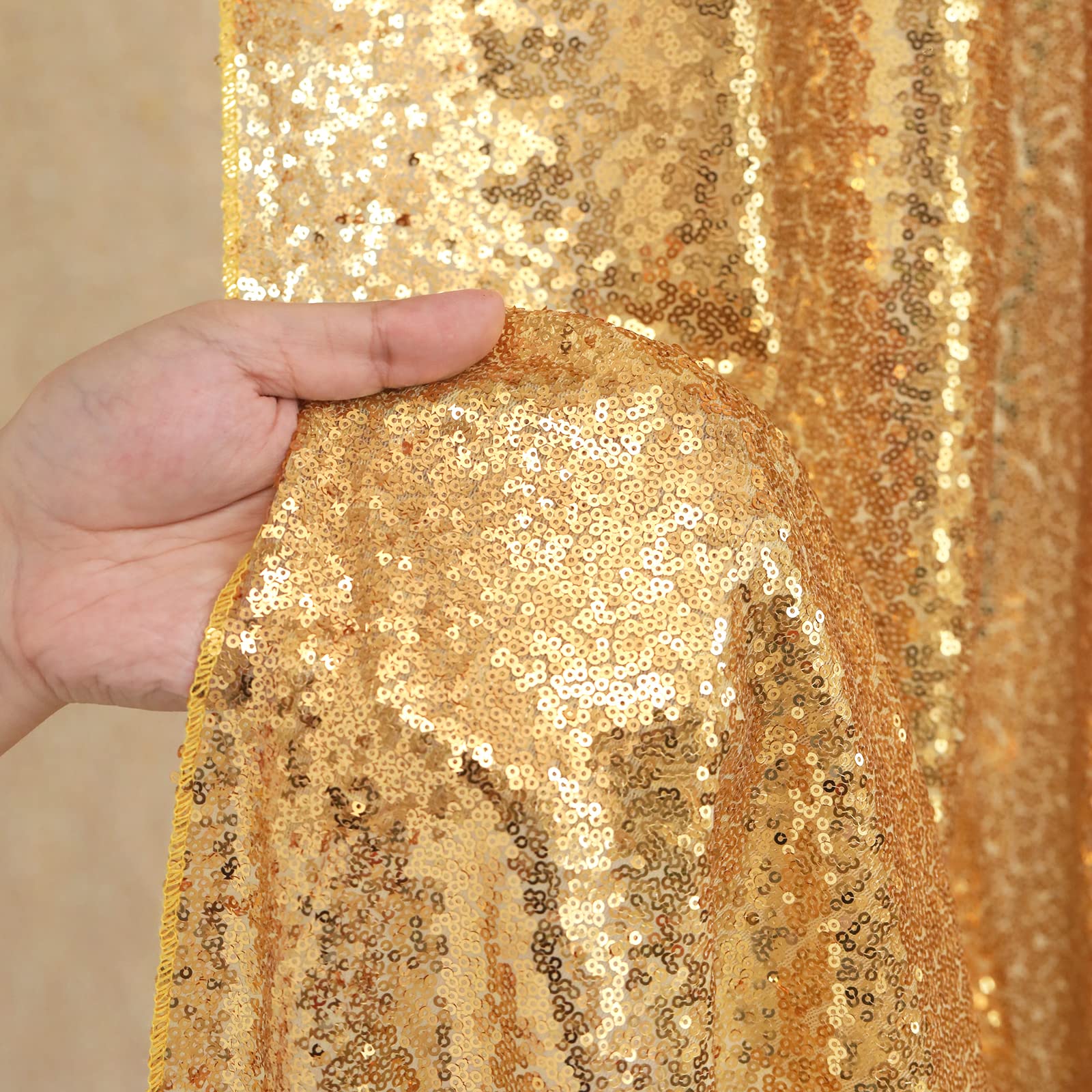 ゴールドのキラキラカーテン,背景カーテン,ステージパネル,結 - Sequin Fabric Panel のレビューと価格
