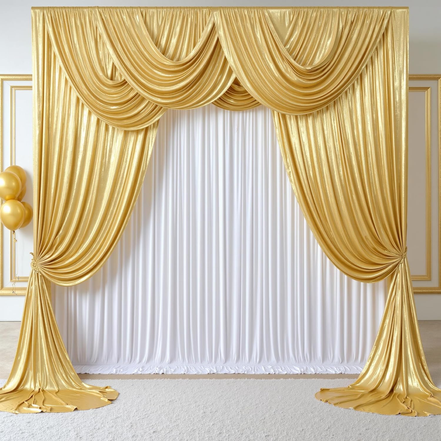 2.3x7フィート しわにならないグリッター1枚入り ゴール - Sequin Fabric Panel のレビューと価格
