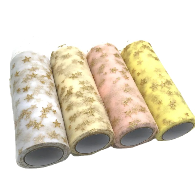 6インチ10歳のオーガンザの星が付いたシート状のシート,リボ - Organza Ribbon Spool のレビューと価格