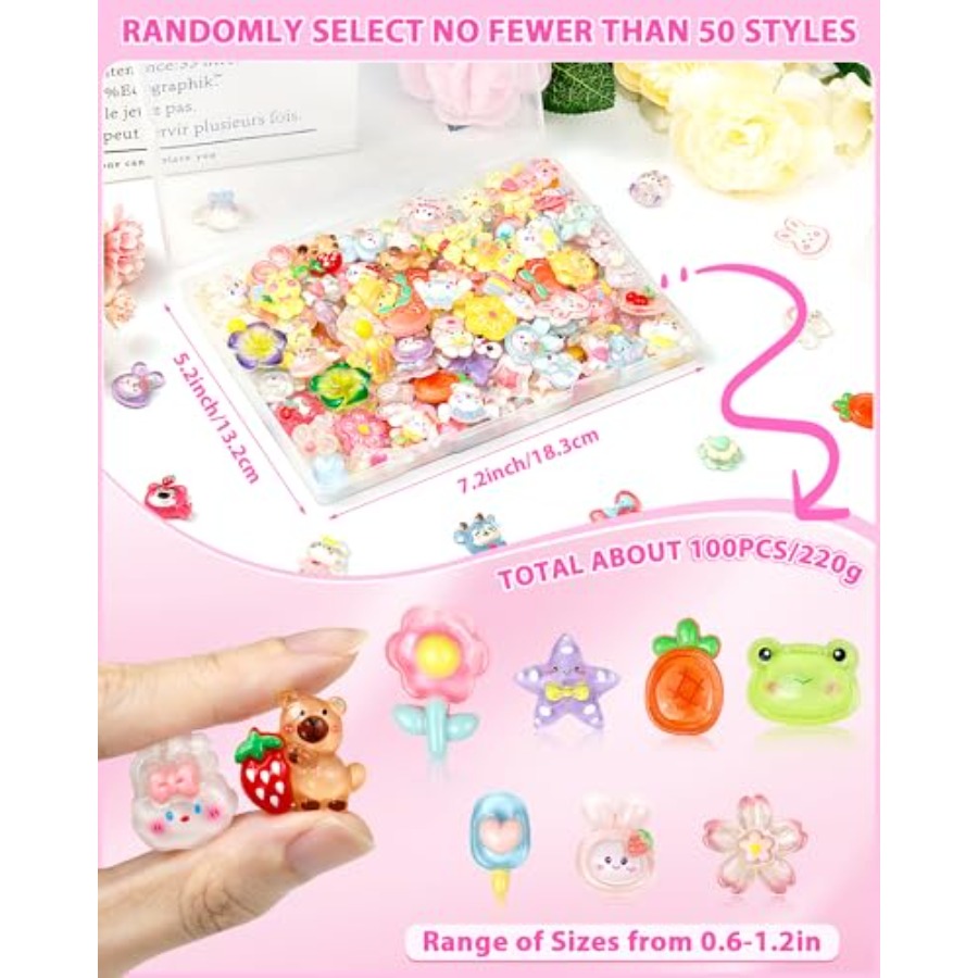 100個入りキュートなスライムチャーム、大量のイースターギフ - Easter Craft Embellishment Set のレビューと価格