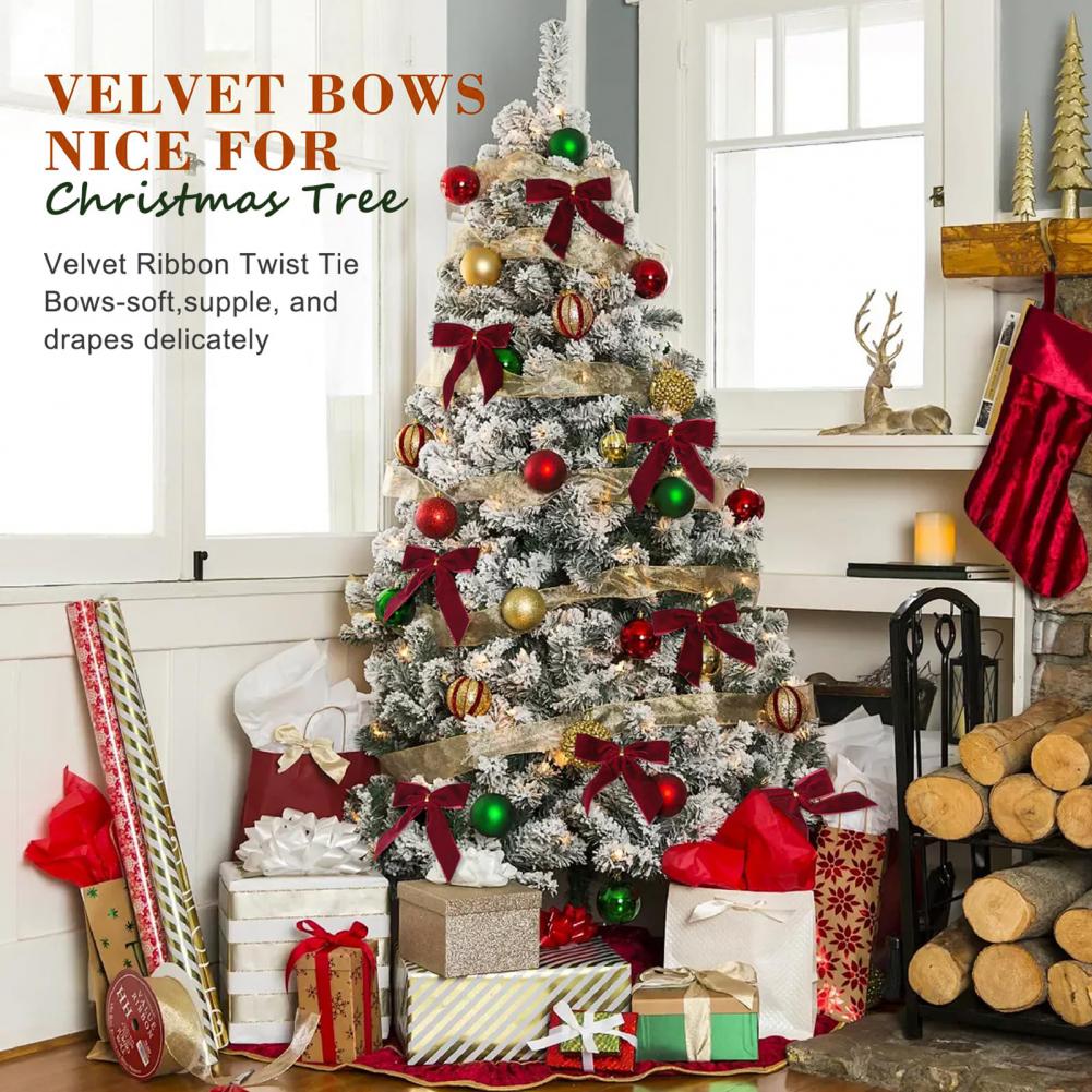 クリスマスリボン飾り クリスマスベルベットリボン DIYギフ - Christmas Craft Embellishment のレビューと価格